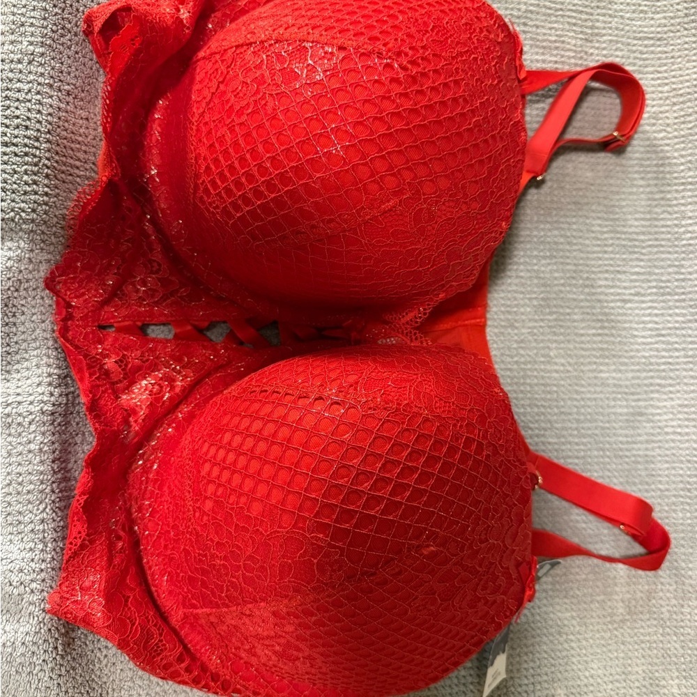 Cacique Boost Balconette Bra Red Lace 46D NWT Sexy Support - Picture 7 of 7